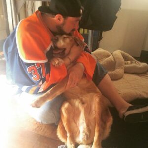 Kevin Smith and his dog